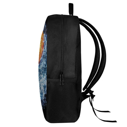 Fire And Water Yin Yang Print 17 Inch Backpack