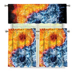 Fire And Water Yin Yang Print 3 Piece Kitchen Curtains