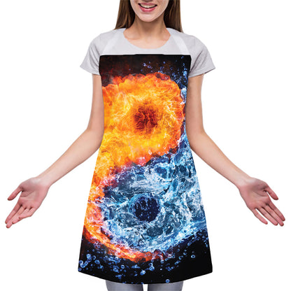 Fire And Water Yin Yang Print Adjustable Apron