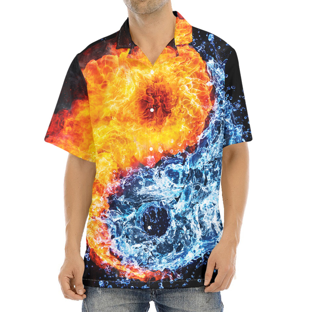 Fire And Water Yin Yang Print Aloha Shirt