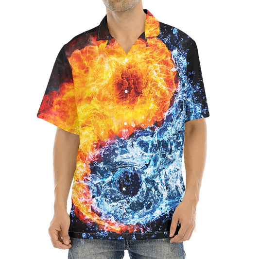 Fire And Water Yin Yang Print Aloha Shirt