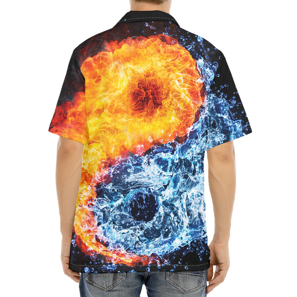 Fire And Water Yin Yang Print Aloha Shirt