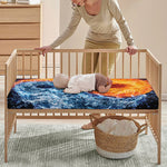 Fire And Water Yin Yang Print Baby Crib Sheet