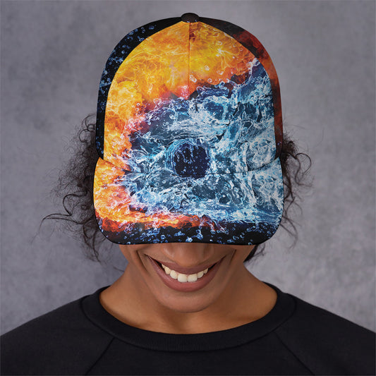 Fire And Water Yin Yang Print Baseball Cap