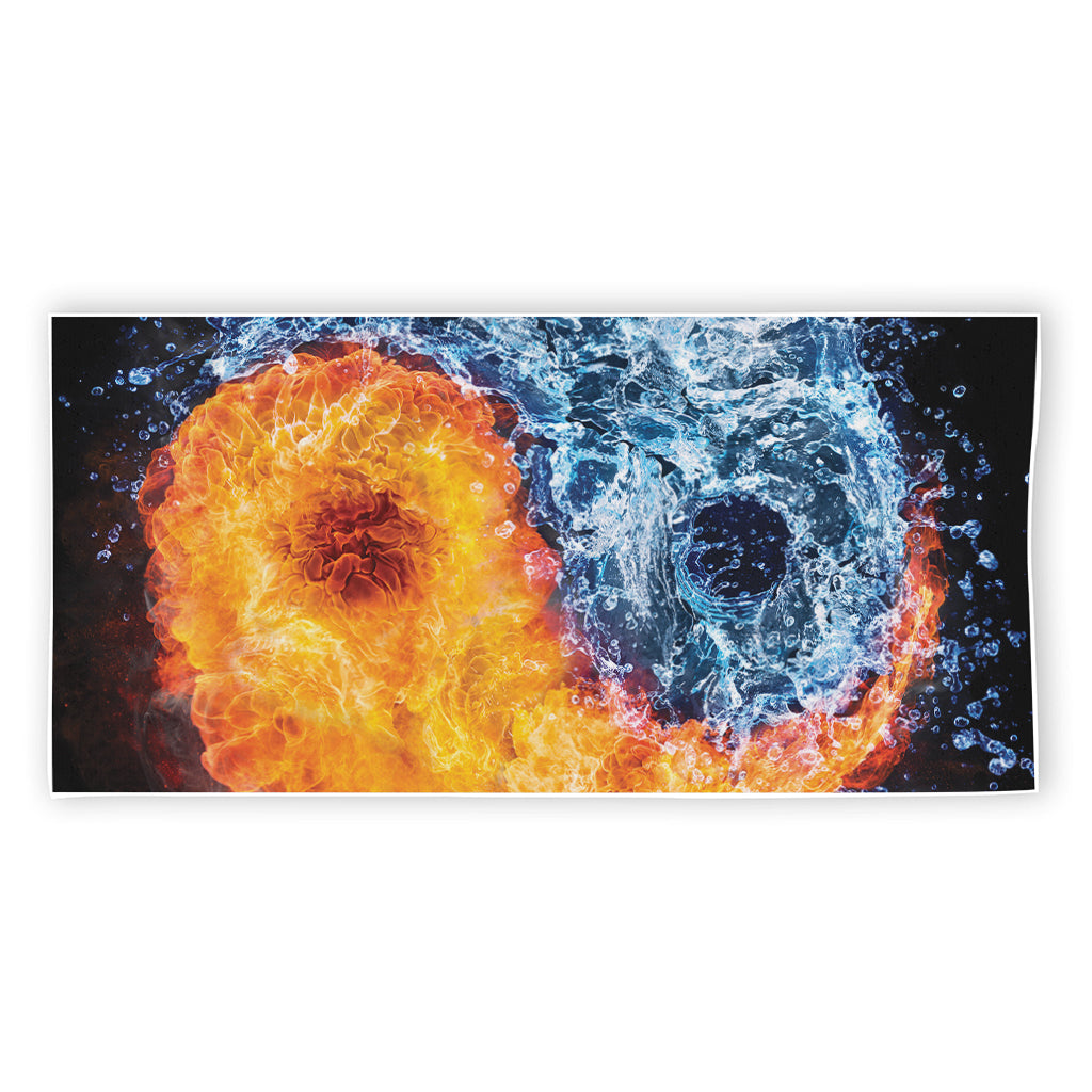 Fire And Water Yin Yang Print Beach Towel