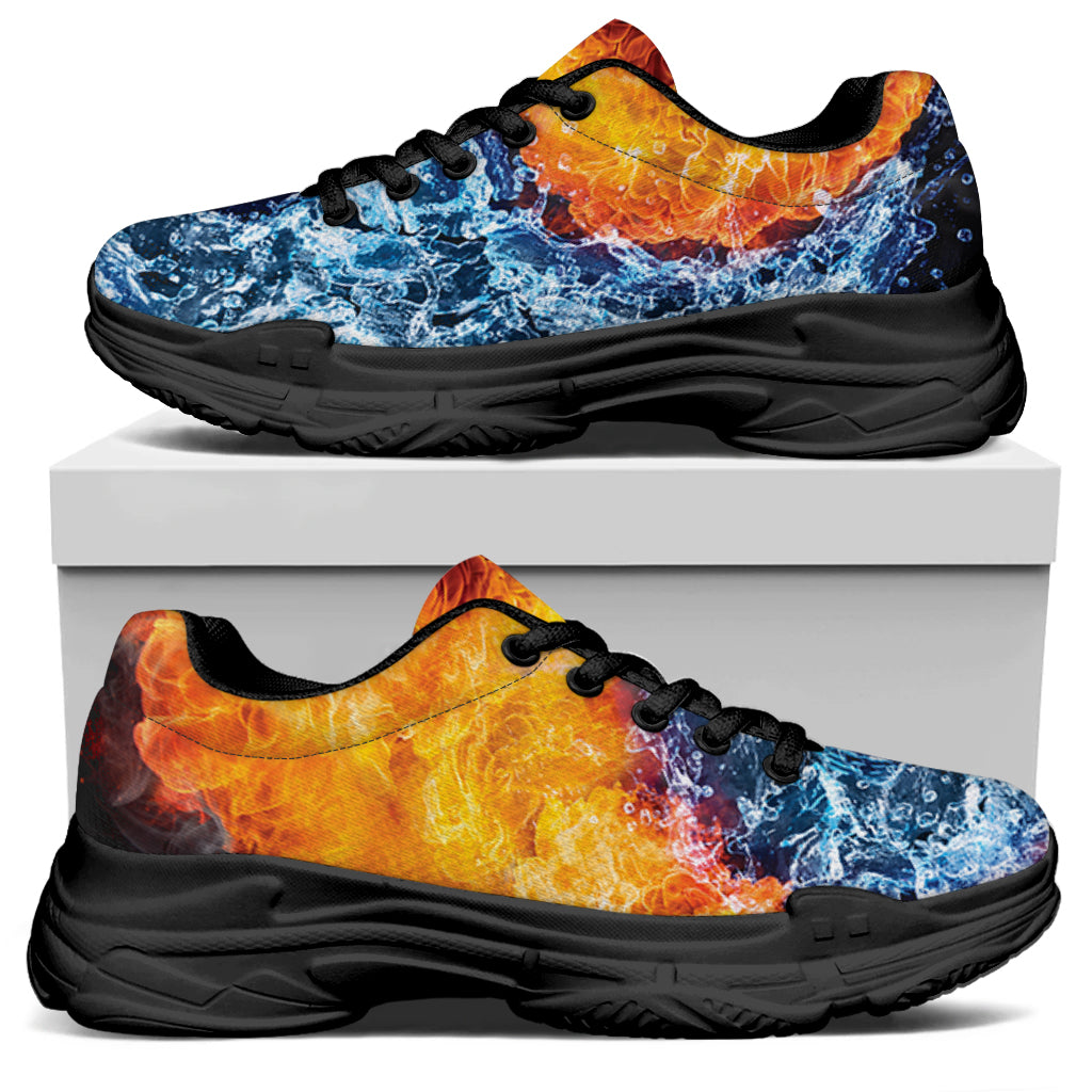 Fire And Water Yin Yang Print Black Chunky Shoes