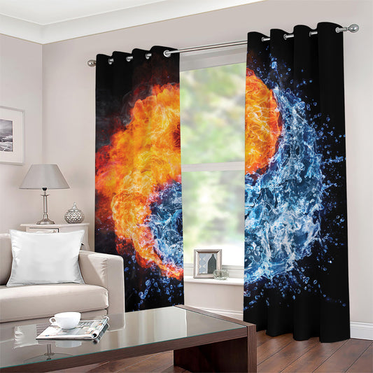 Fire And Water Yin Yang Print Blackout Grommet Curtains