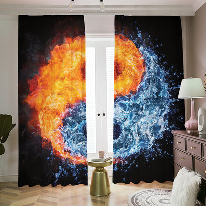 Fire And Water Yin Yang Print Blackout Pencil Pleat Curtains