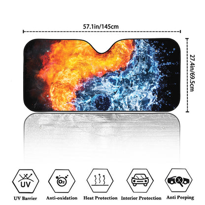 Fire And Water Yin Yang Print Car Windshield Sun Shade
