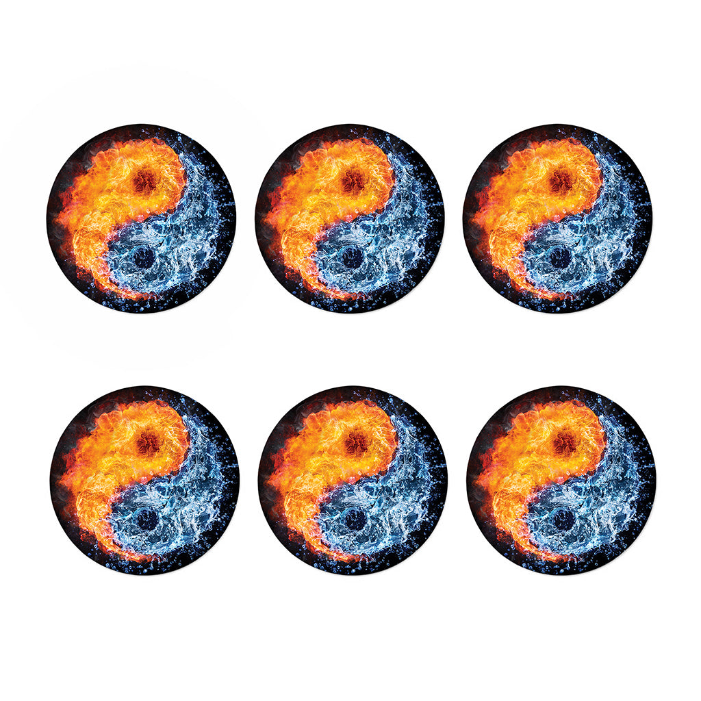 Fire And Water Yin Yang Print Coaster Set