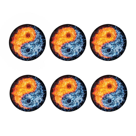 Fire And Water Yin Yang Print Coaster Set