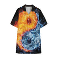 Fire And Water Yin Yang Print Cotton Hawaiian Shirt