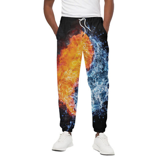 Fire And Water Yin Yang Print Cotton Pants