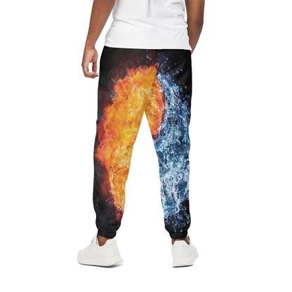 Fire And Water Yin Yang Print Cotton Pants