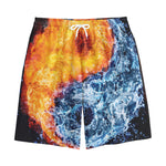Fire And Water Yin Yang Print Cotton Shorts