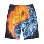 Fire And Water Yin Yang Print Cotton Shorts