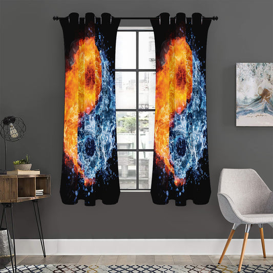Fire And Water Yin Yang Print Curtain