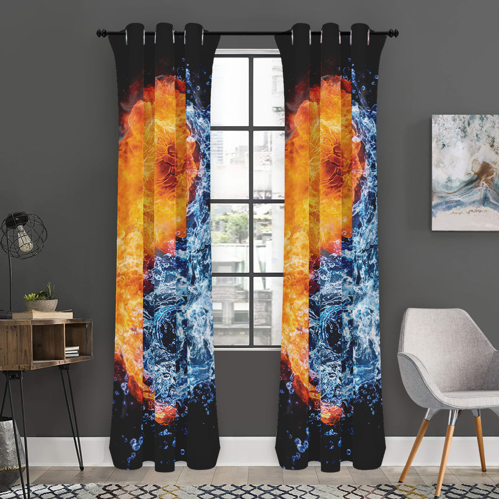 Fire And Water Yin Yang Print Curtain