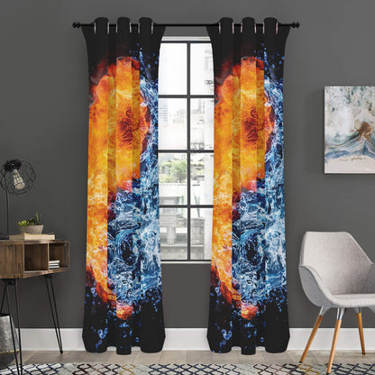Fire And Water Yin Yang Print Curtain