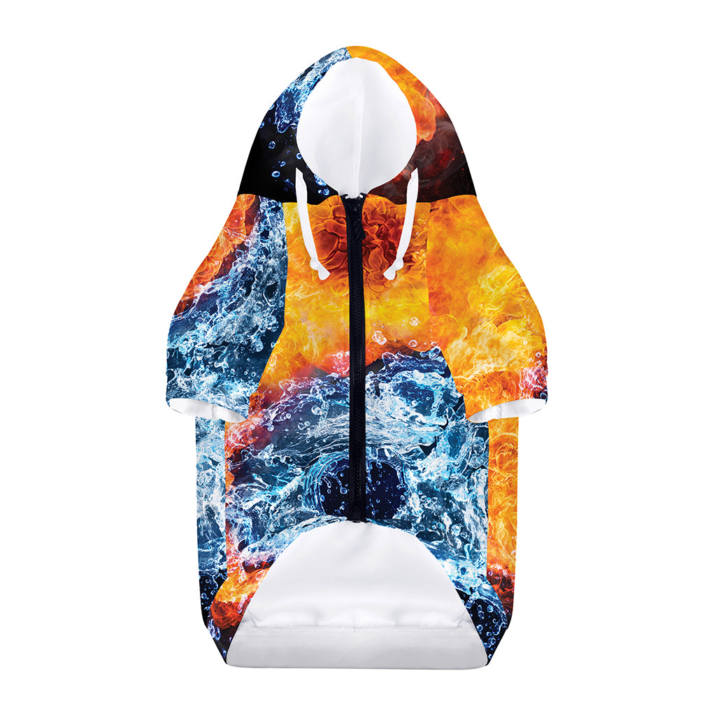 Fire And Water Yin Yang Print Dog Zip Up Hoodie