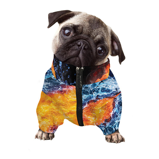 Fire And Water Yin Yang Print Dog Zip Up Jacket