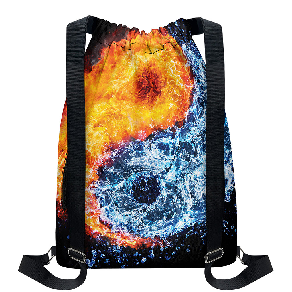 Fire And Water Yin Yang Print Drawstring Backpack