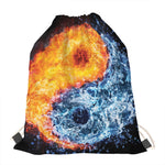 Fire And Water Yin Yang Print Drawstring Bag