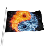 Fire And Water Yin Yang Print Flag