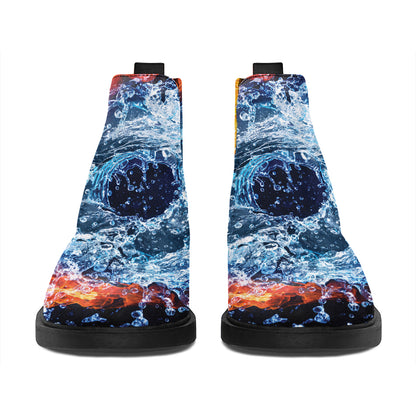 Fire And Water Yin Yang Print Flat Ankle Boots
