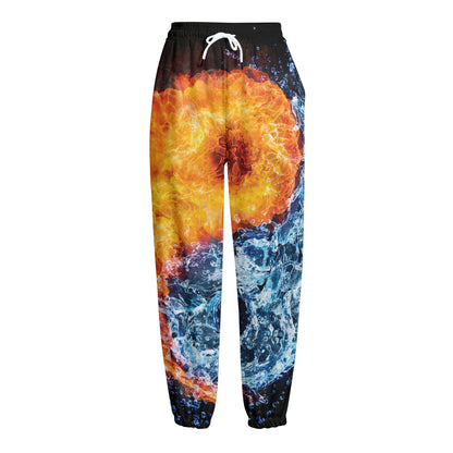 Fire And Water Yin Yang Print Fleece Lined Knit Pants