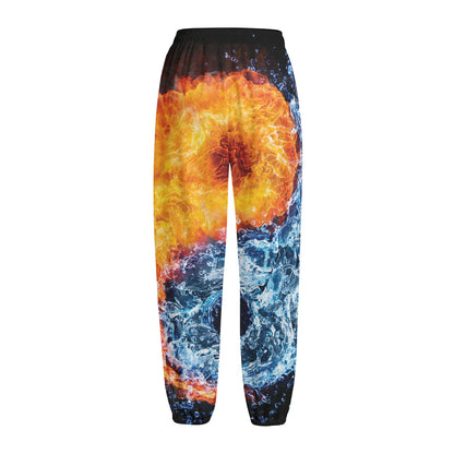 Fire And Water Yin Yang Print Fleece Lined Knit Pants