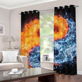Fire And Water Yin Yang Print Grommet Curtains