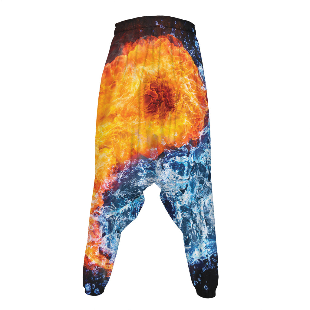 Fire And Water Yin Yang Print Hammer Pants