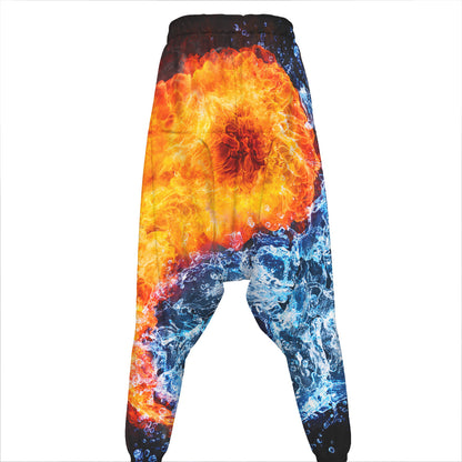 Fire And Water Yin Yang Print Hammer Pants