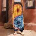 Fire And Water Yin Yang Print Harem Pants