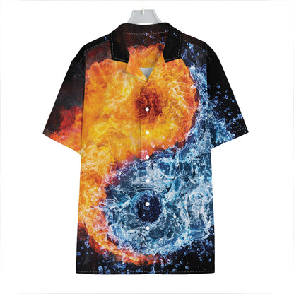Fire And Water Yin Yang Print Hawaiian Shirt