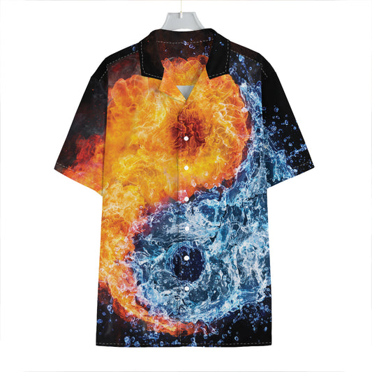 Fire And Water Yin Yang Print Hawaiian Shirt