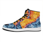 Fire And Water Yin Yang Print High Top Leather Sneakers