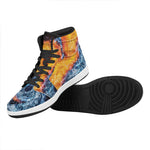 Fire And Water Yin Yang Print High Top Leather Sneakers