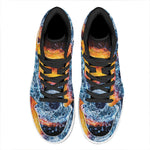 Fire And Water Yin Yang Print High Top Leather Sneakers