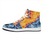 Fire And Water Yin Yang Print High Top Leather Sneakers