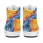 Fire And Water Yin Yang Print High Top Leather Sneakers