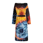 Fire And Water Yin Yang Print Hooded Bathrobe