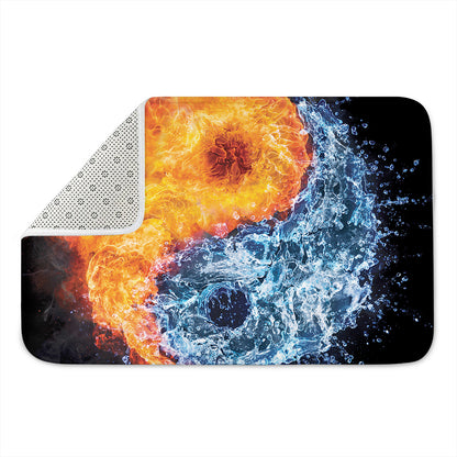 Fire And Water Yin Yang Print Indoor Door Mat