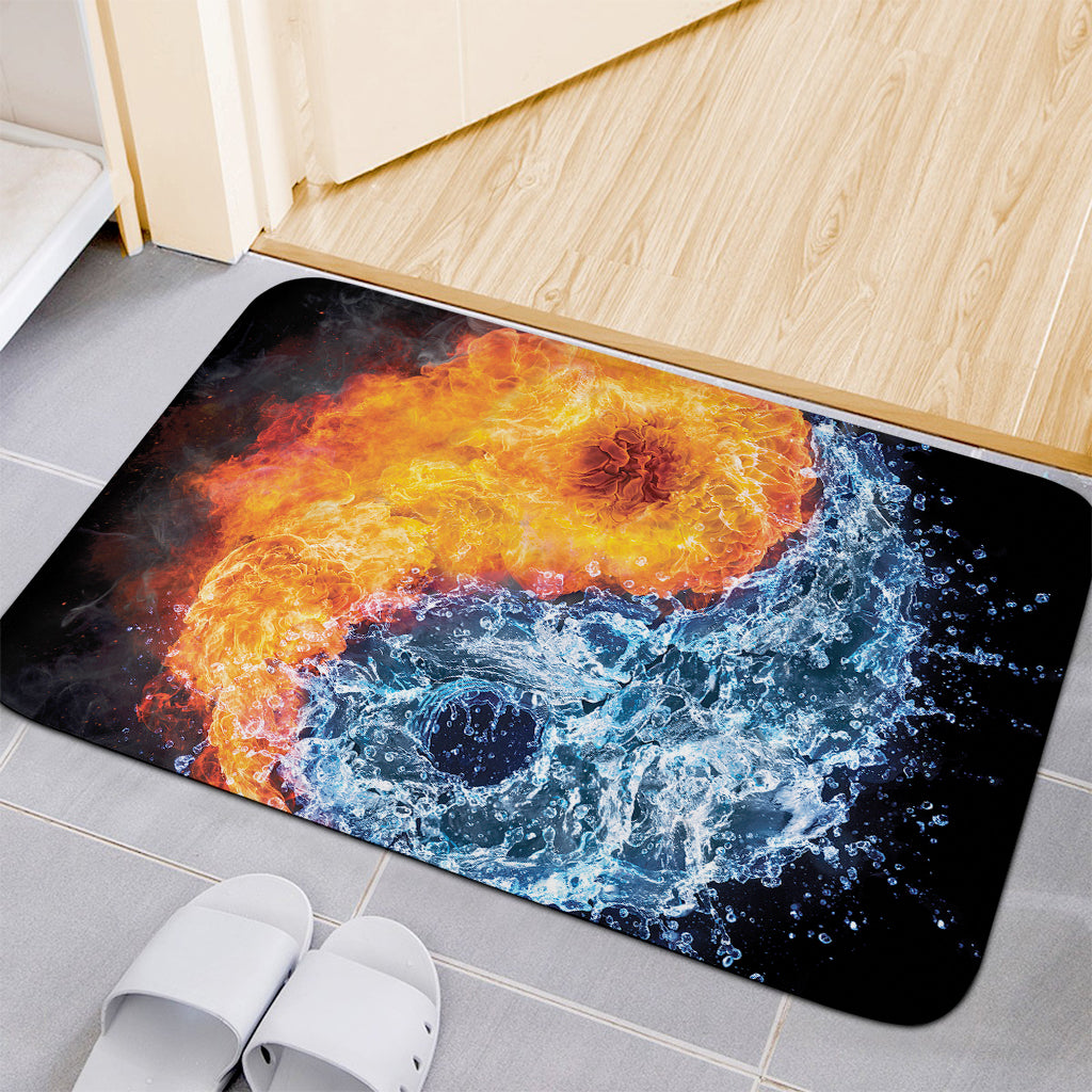 Fire And Water Yin Yang Print Indoor Door Mat