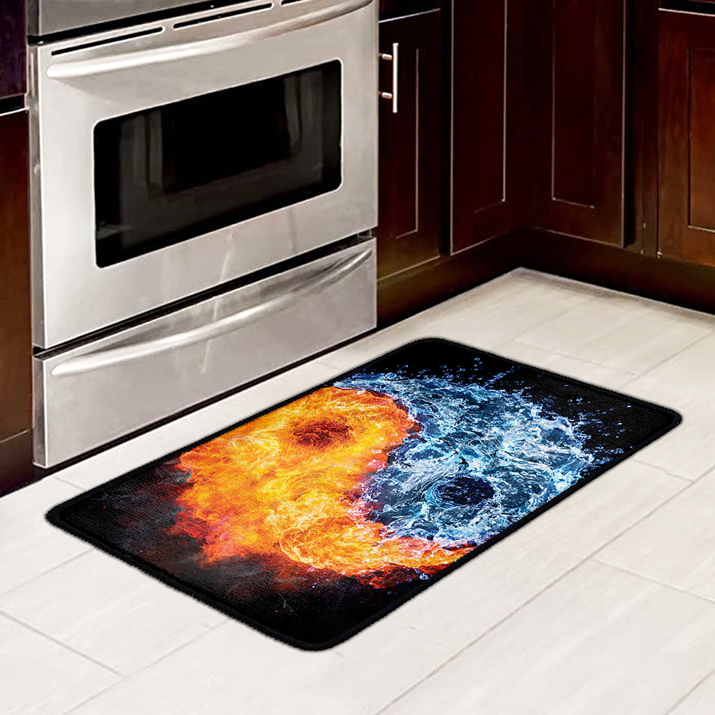Fire And Water Yin Yang Print Kitchen Mat
