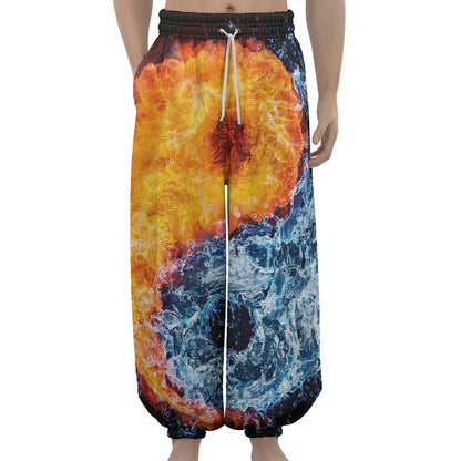 Fire And Water Yin Yang Print Lantern Pants