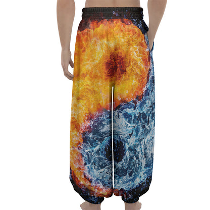 Fire And Water Yin Yang Print Lantern Pants