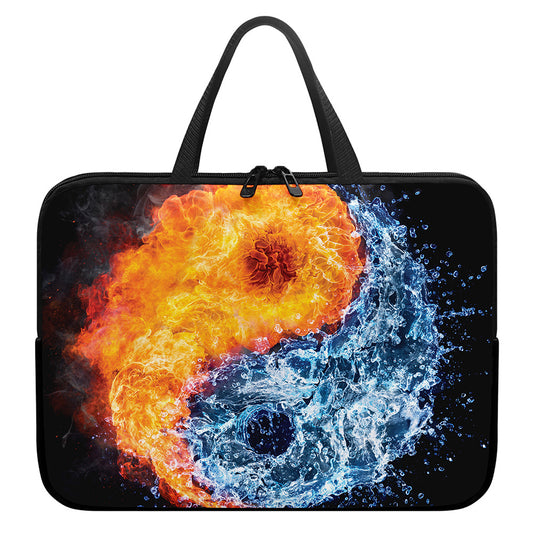 Fire And Water Yin Yang Print Laptop Sleeve With Handle