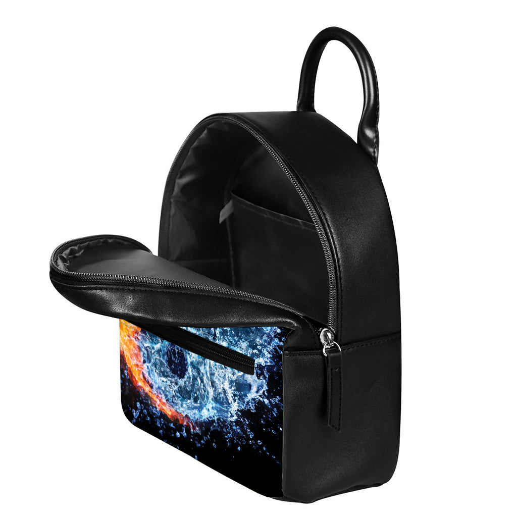Fire And Water Yin Yang Print Leather Backpack